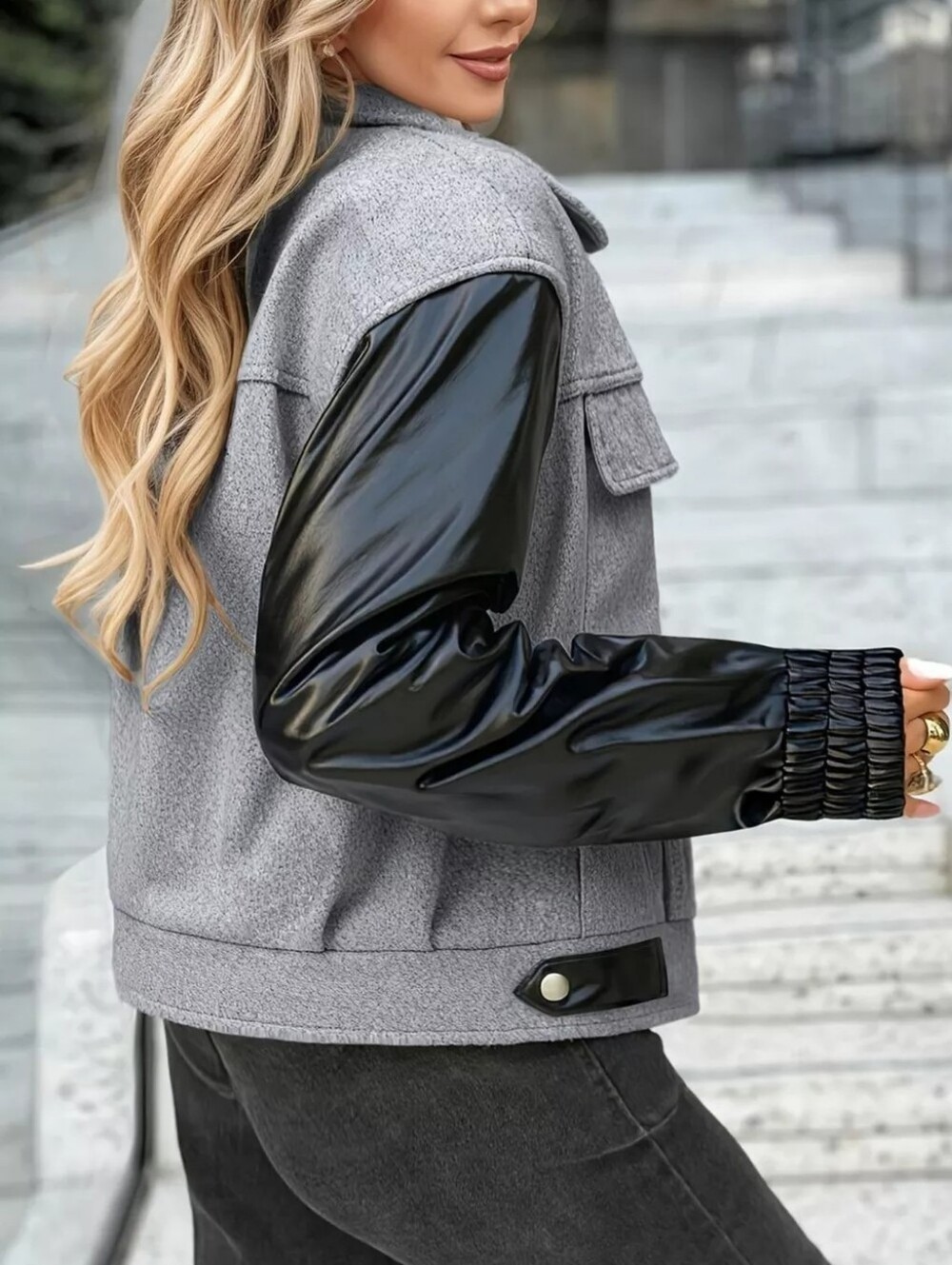 Color Block Zip-Up Jacket - Picture 3 of 8